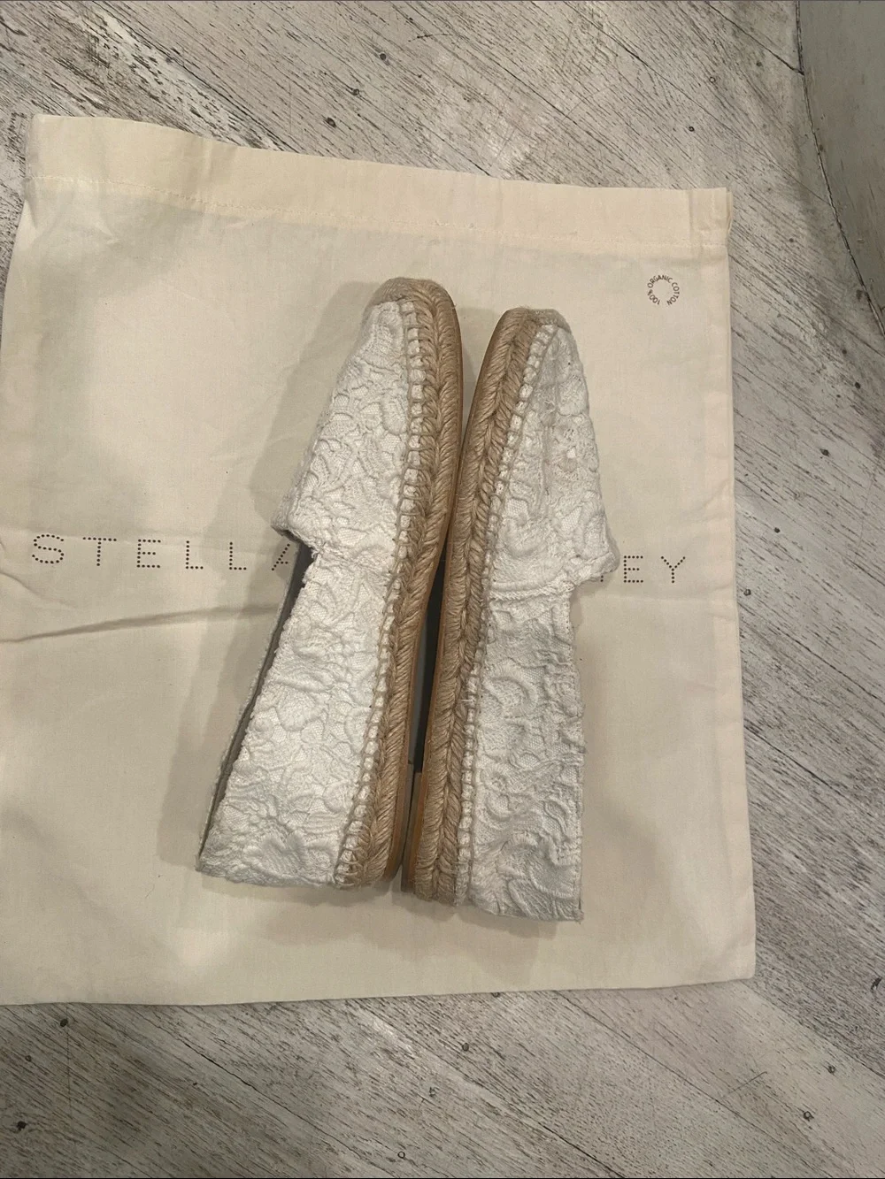 Stella McCartney Lace Espadrille Flats size 38 1st pic is stock PHOTO No box